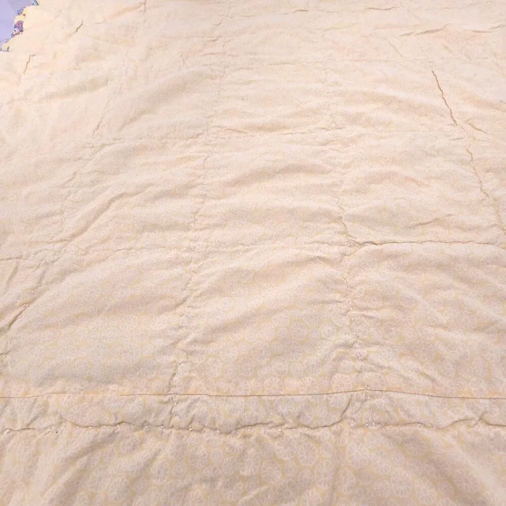 Vintage 70s 80s Handmade Baby Quilt Donald Duck Butterfly Patchwork 33x44